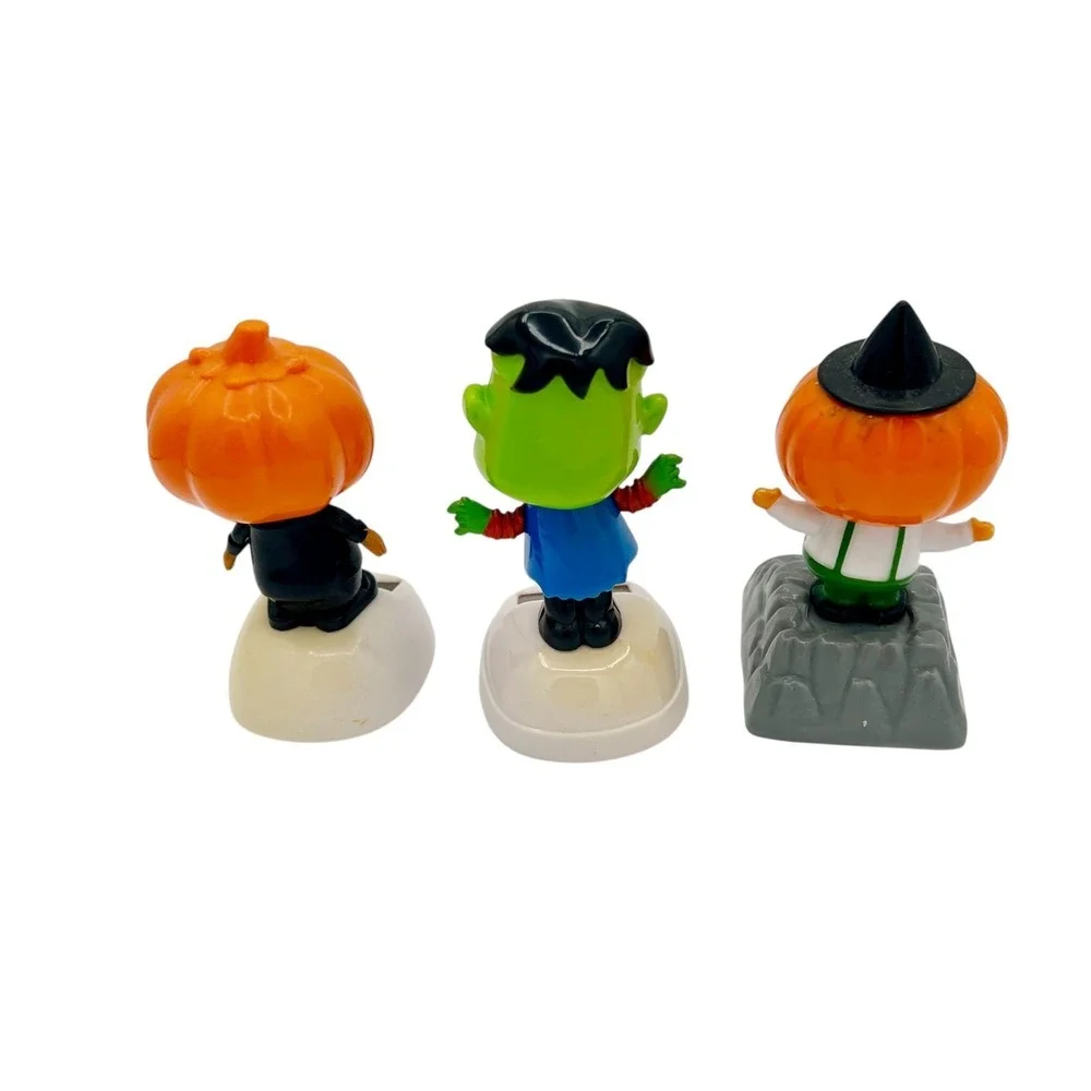 Halloween Lot Of 3 Solar Wigglers Dancing Pumpkin, Frankenstein, Jack O‎ Lantern
